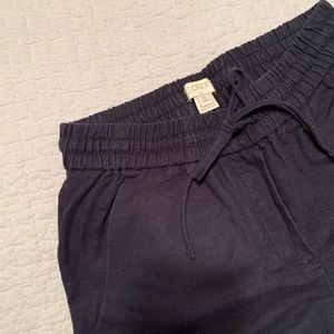 J Crew Linen Cropped Drawstring Pants Joggers
